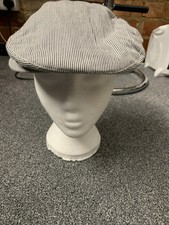 Image of Ladies New With Tag Black And White Striped Baker Boy Cap From Accessorize