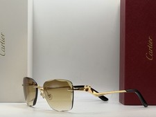 Cartier Panthere Cat Eye Wave Cut Gradient Brown Lens Sunglasses CT0120o