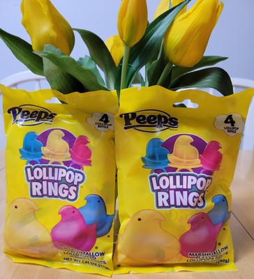 2 Bags Marshmallow Flavored Peeps Lollipop Rings Easter Fun Exp 4/31/26