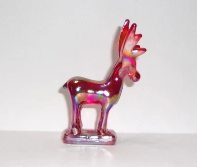 Mosser Glass Red Carnival Mini Christmas Reindeer Deer Figurine Made In USA! - Image 1 of 3