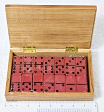 NEW Sealed Red Dominoes Set in Scorpion Wood Box – 28pc Double-Six Game
