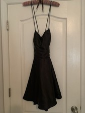 Short Open Back, Black Silky, Homecoming Dress, Adjustable, Size 2-4, Windsor