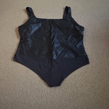 Skims Soot Faux Leather Scoop Square Neck Bodysuit, Size 4X NWT