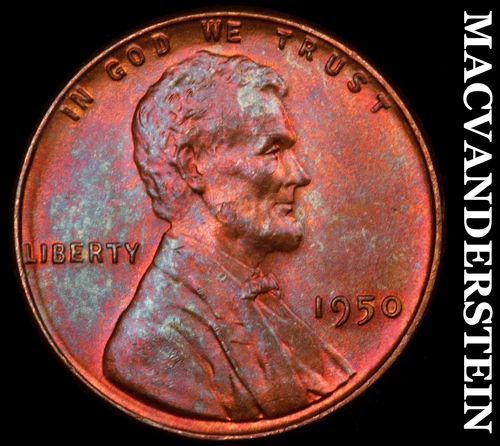1950 Lincoln Wheat Cent- Choice Gem Brilliant Uncirculated Colorful Luster #J149