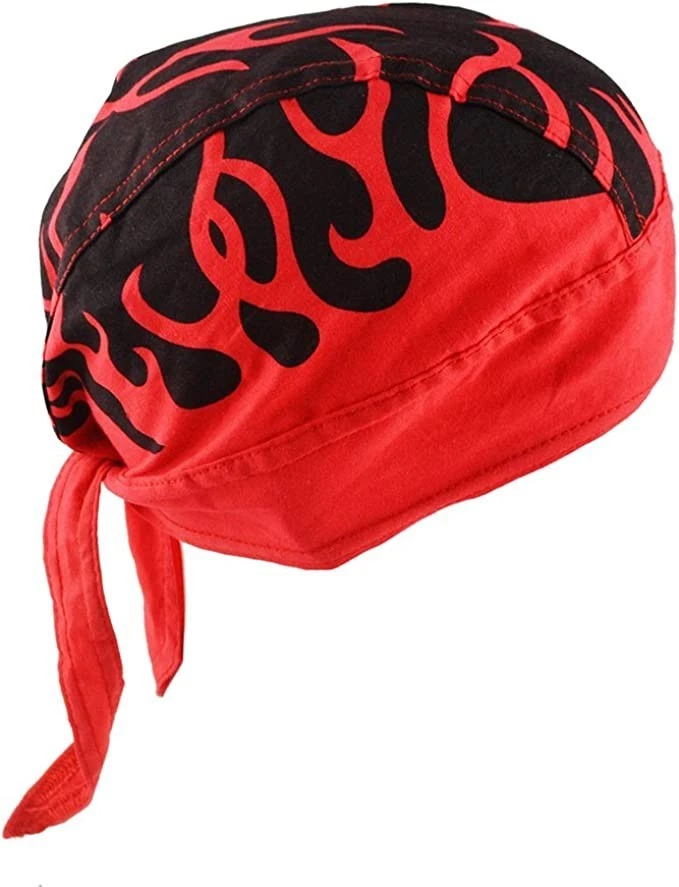 Red Flame Biker Doo Rag | Gorra Calavera Motocicleta Bandana Headwrap Motociclista Ciclismo Foto 3 de 3