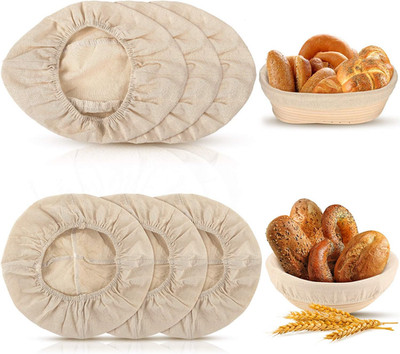 6 Pieces 10 Inch Bread Banneton Proofing Basket Cloth Liner Set round and Oval B