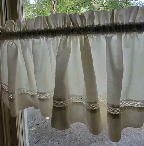 De colección CORTINAS DE CAMPO Algodón Crudo Cenefa de Cortina 13.5x70 Ojales Borde de Encaje - Imagen 6 de 9