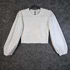 Urban Outfitters Top Womens M White Cotton Smocked Crop Peasant Milkmaid