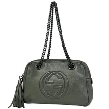 GUCCI Soho Double Chain Shoulder Bag Interlocking G Tassel Fringe #BS2026