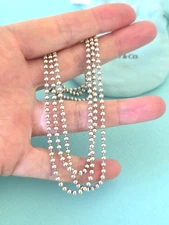 Tiffany & Co. 2.5 mm Bead Beaded Long 34" Sterling Silver Chain Necklace
