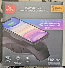 Globe Electric 6' 2 Outlet 450 Joules 1875W Black Indoor Surge Protector