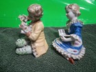 Vintage Wales Porcelain Figurines Boy Playing Flute Girl Reading Hand Painted  — photo 2