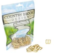 5/8 Inch Brass Plated Metal Round Wide-Mouth Triglide Slides, 50 Pack