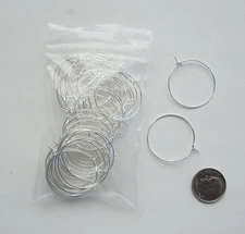 SILVER PLATED WINE GLASS CHARM RINGS 25 MM-PACKAGE OF 50