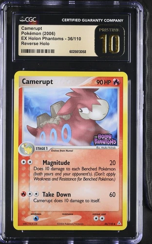 CGC 10 Pristine Camerupt Reverse Holo 36/110 EX Holon Phantoms 2006 Pokemon Card