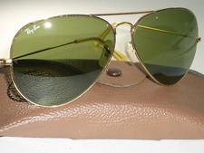 62-14mm VINTAGE B L RAY-BAN GEP RB3 TRU-GREEN LARGE METAL II AVIATOR SUNGLASSES