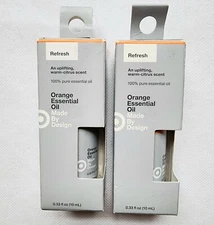 2x Made by Design Essential Oil REFRESH Orange Essential Oil 0.33floz, New!