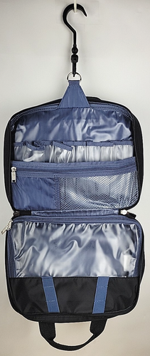Ricardo Beverly Hills Toiletries Bag Black Multi Compartment Hanging Travel Bag - Picture 4 of 6