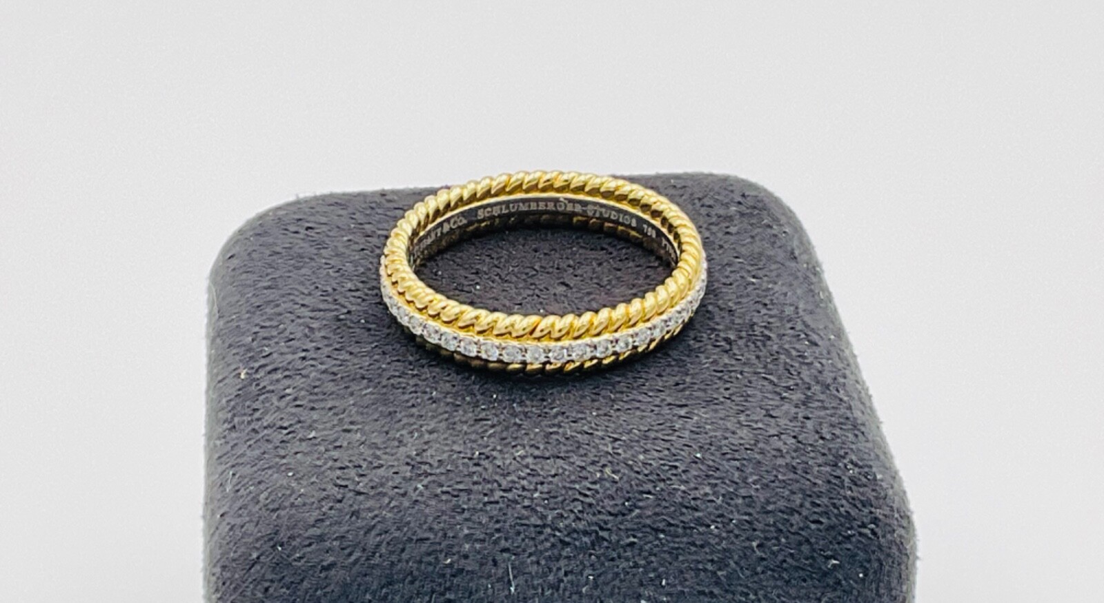 Platinum & Gold Tiffany & Co. Schlumberger Rope Two-Row Diamond Ring ...