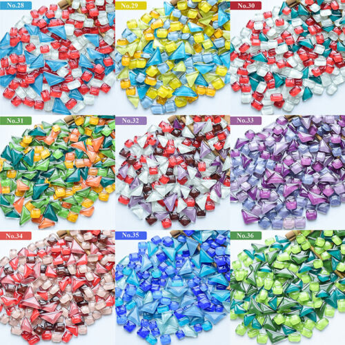 200g Couleur Teinté Acrylique Verre Mosaïque Vitrifiée Mini Vrac Tuile DIY Tissu - Afbeelding 43 van 79