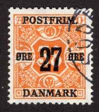 DENMARK 1918 SC #152 - VF U P-14x14.5, 27o on 38o cv $110.00  *Bay Stamps*