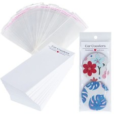 100PCS Sublimation Car Coasters Display Cards with Bags Packaging for Selling