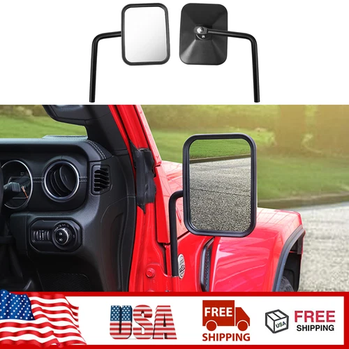 2x Door off Mirror Mirrors Square Sport For Wrangler JL JK JT 4XE 07-18 2/4 Door