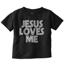 Retro Christian Religious Jesus Loves Me Toddler Boy Girl Youth T Shirt Tee