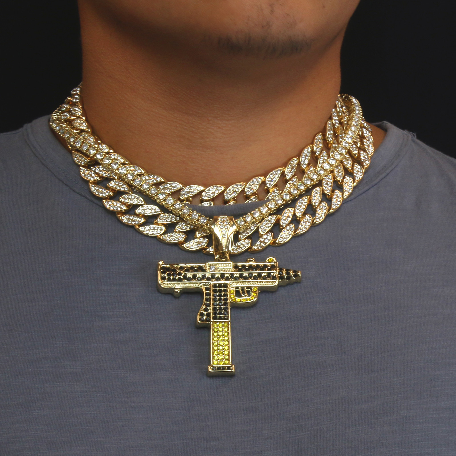 Gold Lil Uzi Vert Cross Necklace Uzi Cross Chain MOISSANITE Cross