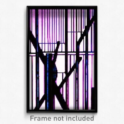 Pixel Art Poster - Wire Frame Heights (8 Bit Psychedelic Video Game Print)