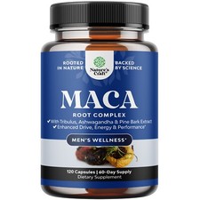 Potent Black Maca Root Capsules for Men - Herbal Wellness Supplement 120ct