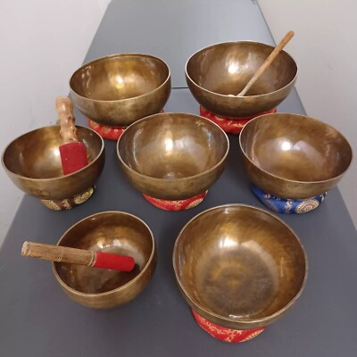 5-11'' Singing Bowl Set Bronze Nepal Chakra Set 7 Piece 10.4kg