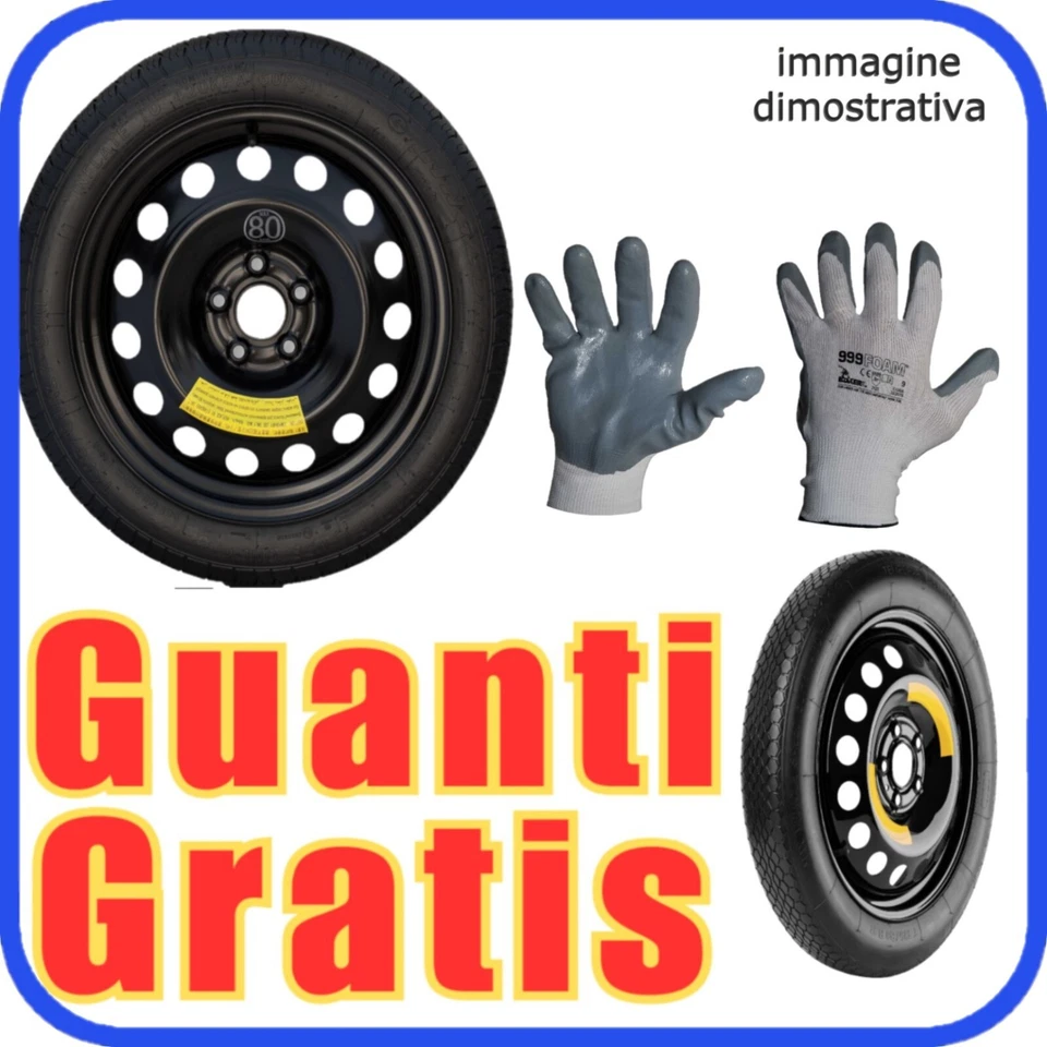 Ruotino Citroën C5 Aircross 17 Ruota di Scorta Cric Guanti Cacciavite 135/90 r17 - Immagine 4 di 4