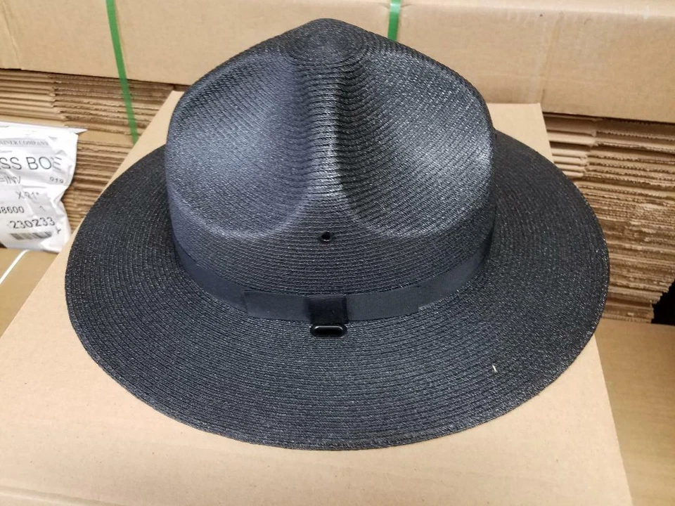 NUEVO Sombrero Stratton Negro Campaña Paja Policía Sheriff Trooper Ala Dbl TAMAÑOS ASST Foto 2 de 4