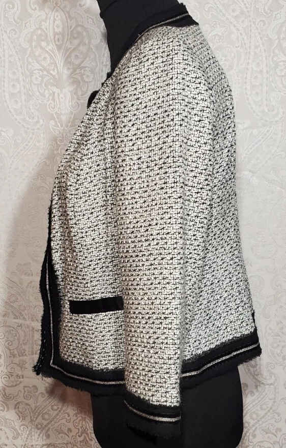 Chaqueta tejida Peter Nygard blanca y negra vintage talla 8 Foto 4 de 4