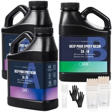Deep Pour Epoxy Resin,96OZ Resin Epoxy Kit (2:1) for 2-4 In Pour Depths Bubble.