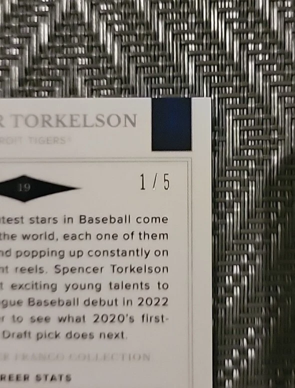 Spencer Torkelson 2022 Topps X Wander Franco Rookie RC Tigers Orange 1/5 - Image 3 of 3