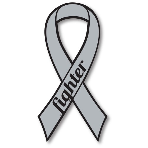 Grey Brain Cancer Fighter Ribbon Car Magnet Decal Heavy Duty 3.5