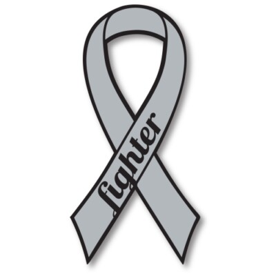 Grey Brain Cancer Fighter Ribbon Car Magnet Decal Heavy Duty 3.5