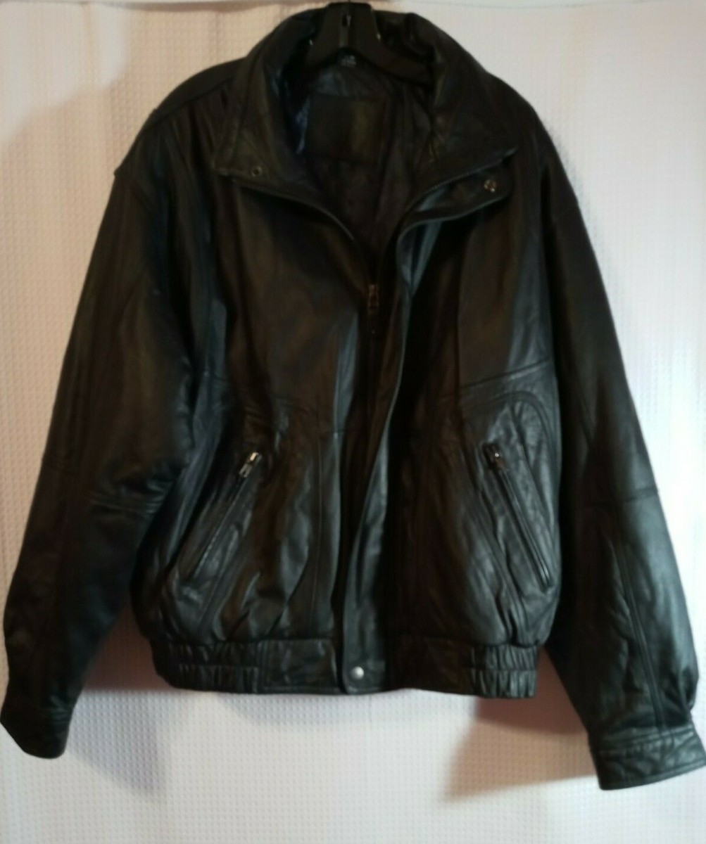 Expressions World Wide Black Leather Jacket Men
