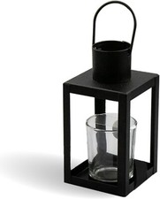Black Lantern Small Square Portable Candle Holder Hanging Decor Indoor Outdoor