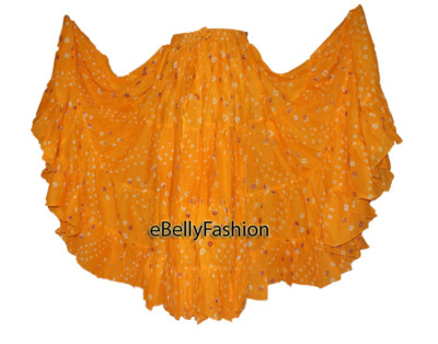 YELLOW Cotton JAIPUR 25 Yard Tier Gypsy Skirt Belly Dance Tie