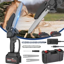 6"+ 8" Handheld Electric Chainsaw Cordless Chain Saw Wood Cutter W/Battery USA