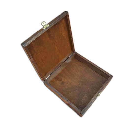 WOODEN SQUARE JEWELLERY BOX 23x23x6cm IN BROWN COLOUR - Picture 4 of 5