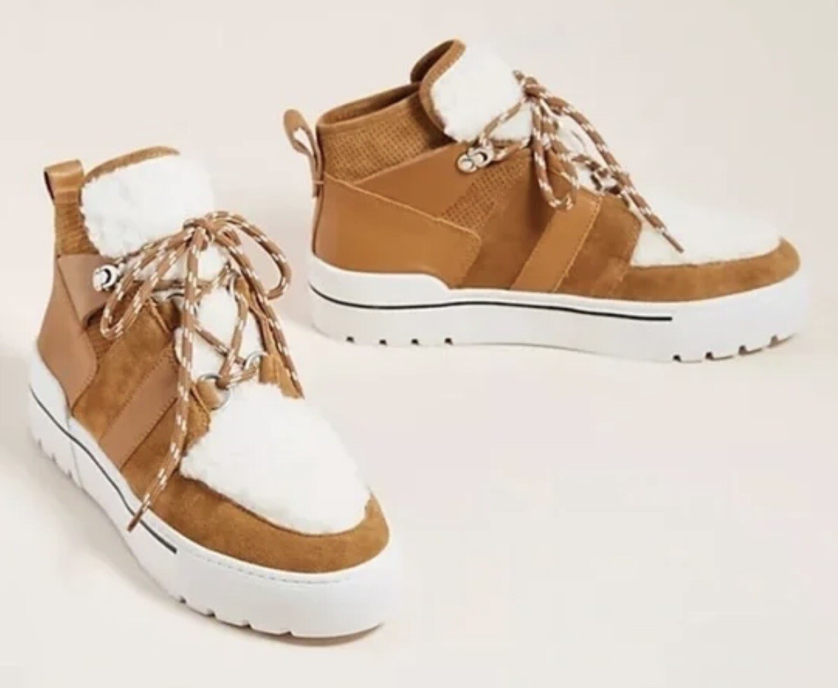 J/Slides NYC Nell High-Top Faux Shearling Suede Sneakers Women's