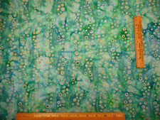 Batik Fabric By Half-Yard Circles Dots on Aqua Green Blue Premium Cotton 24