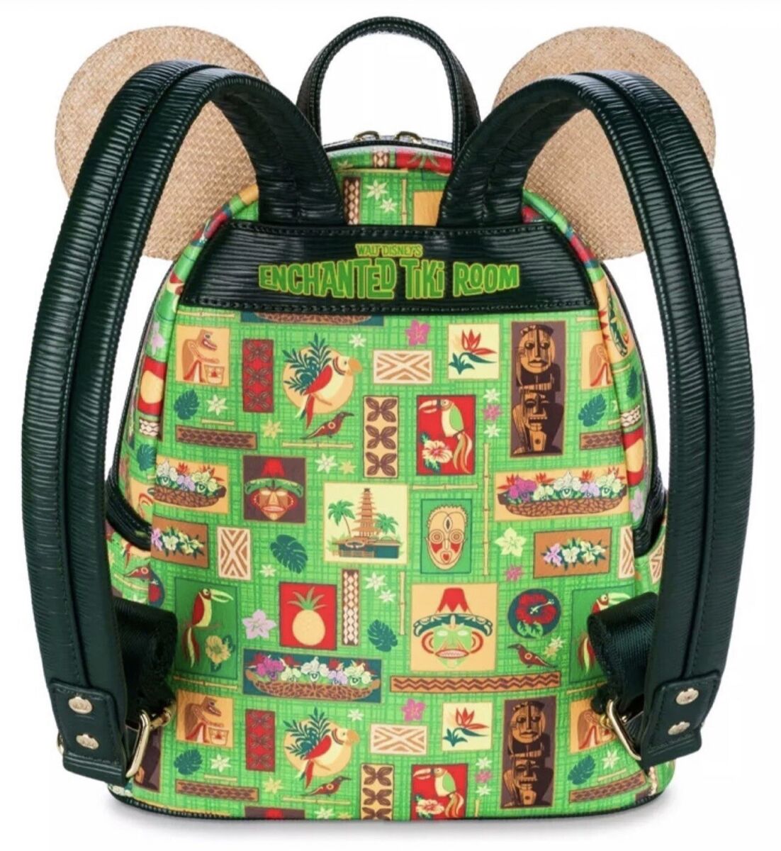 Disney Parks Loungefly Enchanted Tiki Room 2022 Green Mickey Icons Backpack  NEW