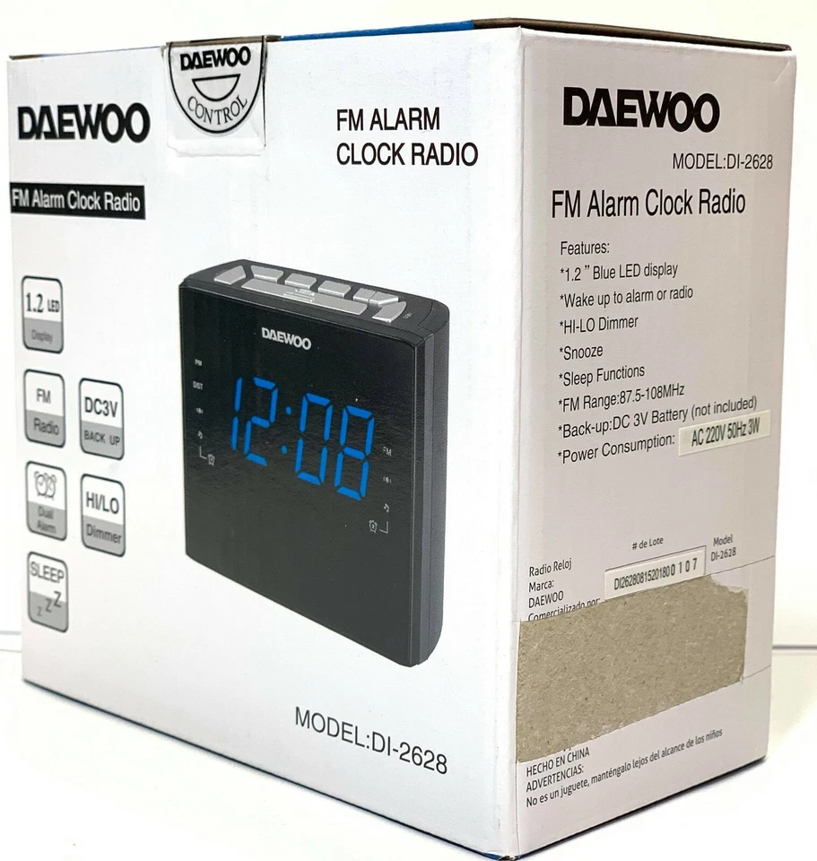 Radio reloj despertador Daewoo DI-2628 220 voltios para exportación 220v-240v solo uso en el extranjero Foto 2 de 3