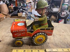Vtg 1944 GI Joe Jouncing Jeep Wind Up Tin toy WW2 Litho Unique Art USA works