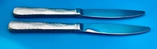 2 Oneida MORAINE Dinner Knives Knife 9 5/8" USA Stainless Flatware HAMMERED
